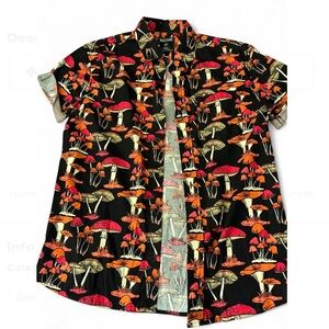 Vibrant Mushroom Print Casual Shirt